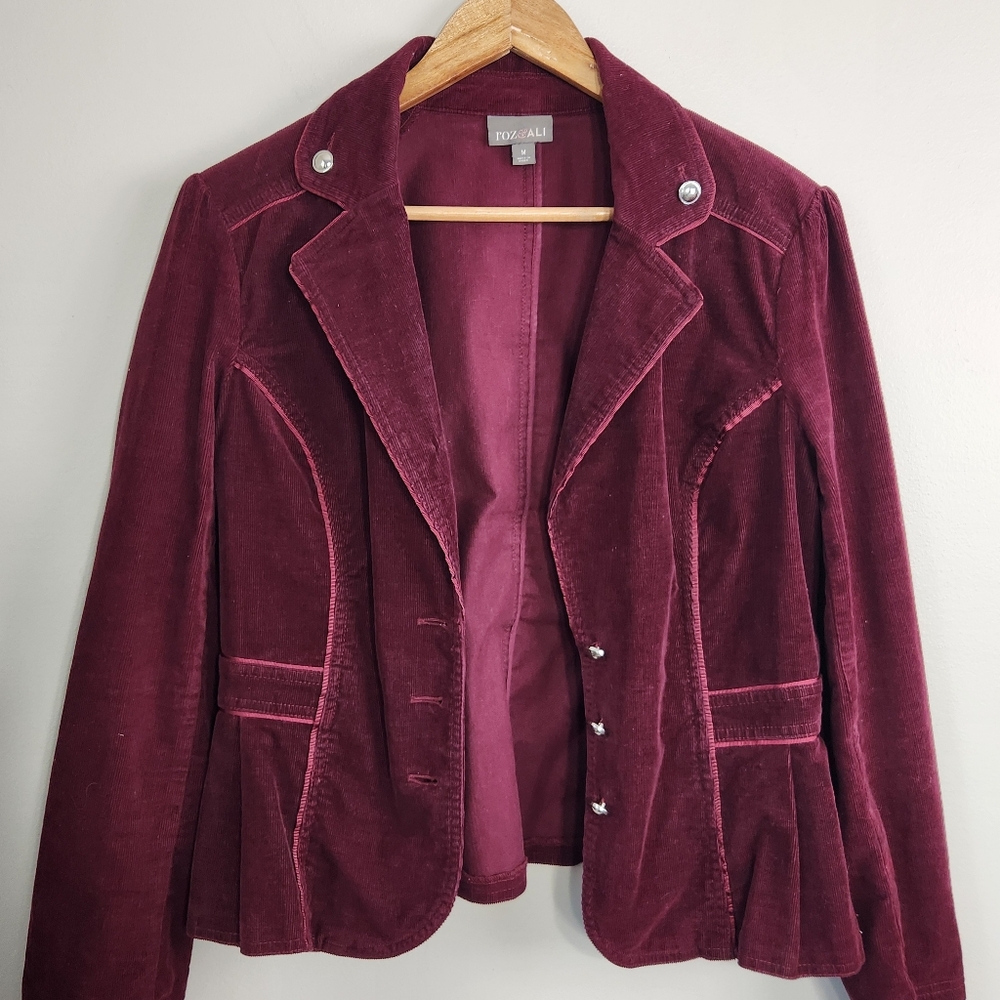 Roz & Ali Corduroy Blazer Size M Silver Buttons Retro Y2K Vibes Gilmore - Picture 5 of 12